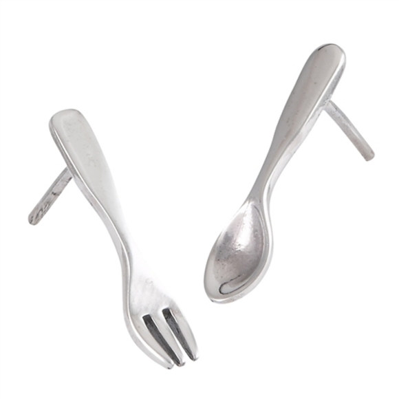 The Welman Group Jewelry - Sterling silver fork and spoon studs. The Welman Group Jewelry - Sterling silver fork and spoon studs.